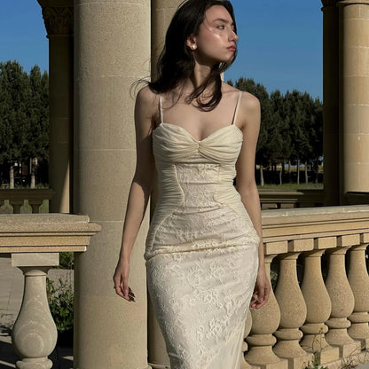 Suninheart Summer Elegant Maxi Dress 2024 New Arrivals Spaghetti Strap Wedding Guest Dress Long Bodycon Party Dresses Women